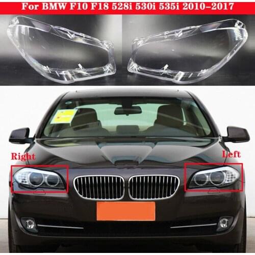 Car Front Headlight Lens Cover For BMW 5 Series F10 F18 528i 530i 535i 2010-2017 glass Auto Shell Headlamp Lampshade transparent