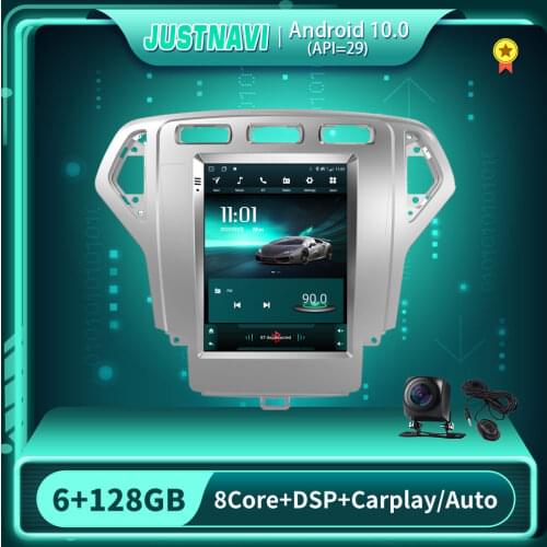 JUSTNAVI Car Radio For Ford Mondeo 2007-2010 Android 10.0 Tesla Style Carplay Navi GPS Multimedia Video Play Auto Stereo No DVD