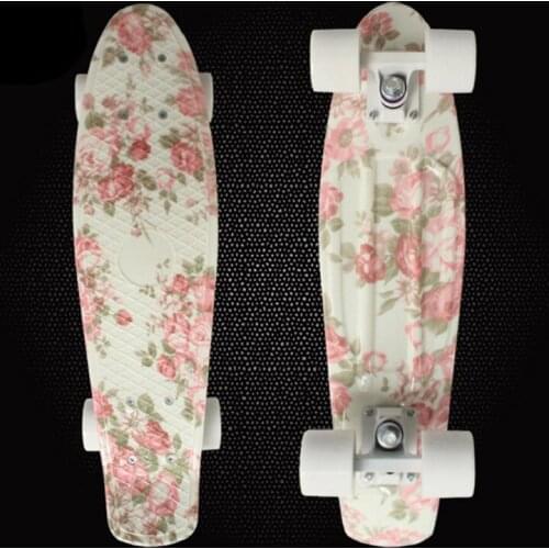 Free Shipping Retro Skateboard Flowers Printed Mini Board for Outdoor Sport Street Fish board longboard skateboard