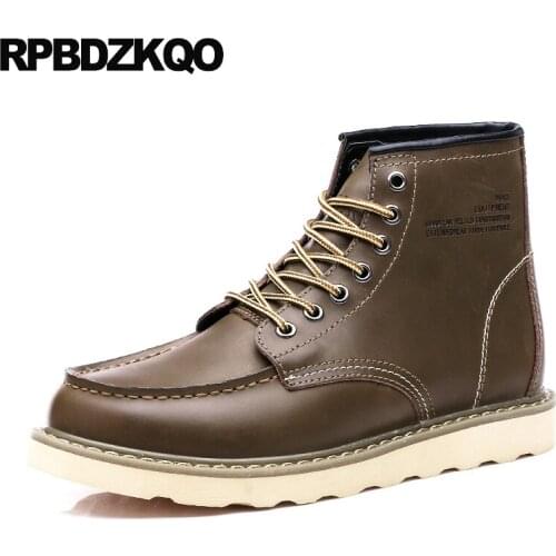 Black Combat Round Toe Mens Shoes Platform Booties Boots Safety Fall Ankle British Style Work Military Fashion High Top Male