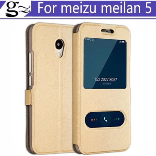 Open window For meizu M5 M 5 meilan 5 case luxury silicon leather flip cover For meizuM5 meilan5 mei lan 5 shell case cover