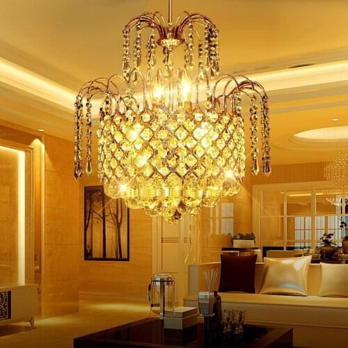 European fashion round gold crystal Pendant Lights restaurant light simple small dining room lamp aisle entrance lighting zpp