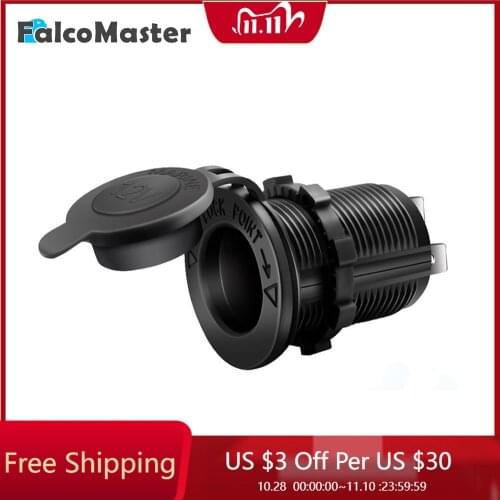 Cigarette Lighter Socket 12V 24V Motorcycle Car Auto Boat Tractor Power Outlet Socket Receptacle Waterproof Plug Black