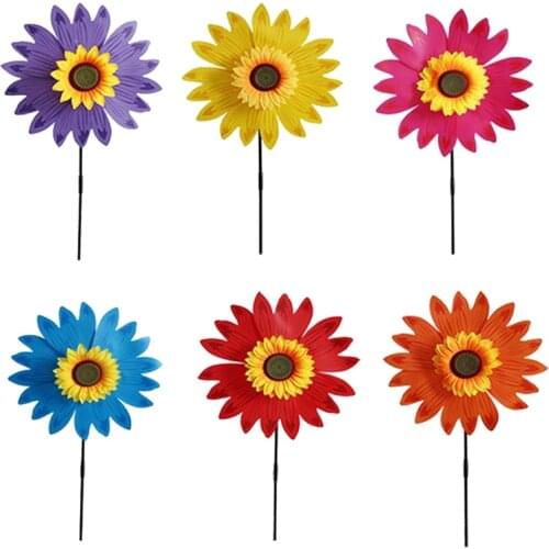 Hot sale Double Layer Sunflower Windmill Wind Spinner Kids Toys Yard Garden Decoration