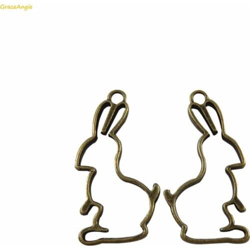 GraceAngie 20pcs Trendy Cute Bunny Rabbit Shape Alloy Made Jewelry Necklace Bracelet Handmade Trinket Unique DIY Pendat Charms