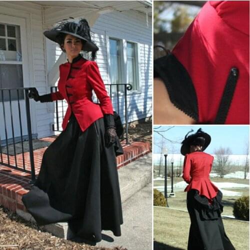 HIstory!Customer-made Pink Victorian dress 1860s Civil war Dress Scarlett Theater Costume Halloween Renaissance Dress V-500