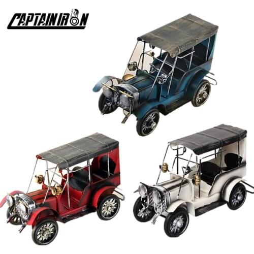 CAPTAINIRON Iron Classical Car Model Retro Car Figurines Vintage Home Decor Creative Kids Gift Office Bedroom Metal Decoration