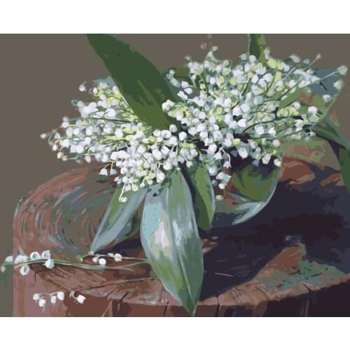 MaHuaf-i541 Lilies of the valley flowers DIY oil painting by numbers on canvas hand painted canvas oil painting for living room