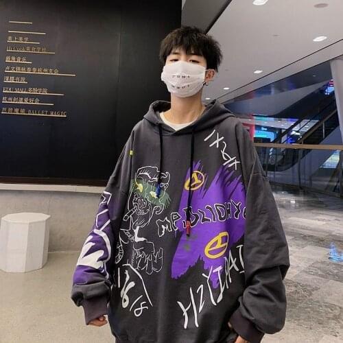 Hong Kong Style Ins Super Fire Clothes Mens Korean Version Students' Loose Fashion Hooded Mens Outerwear Top Autumn Winter