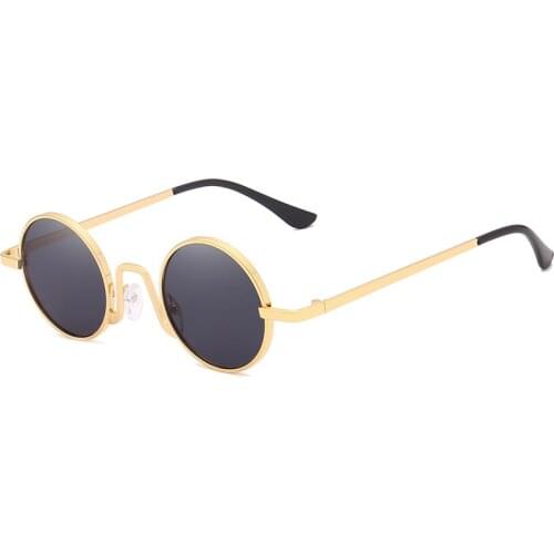 2021 New Vintage Round Polarized Sunglasses Men Brand Designer Sun Glasses Women Classic Metal Frame Black lens Eyewear Driving