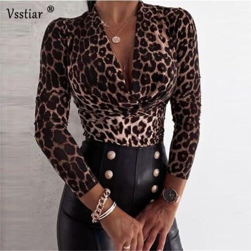 New Fashion Print Leopard Blouse Women Sexy V Neck Long Sleeve Office Casual Shirts Ladies Tops Autumn Winter Plus Size Blouses