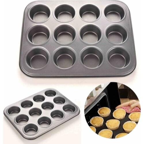 Newest DIY Nonstick Metal 12 Cups Muffin Cupcake Cake Bakeware Pan Tray Tin Mould Mold New