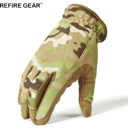 ReFire Gear Outdoor Tactical Camouflage Full Finger Gloves Men Winter Military Hiking Gloves Cycling Riding Camo Army Gloves