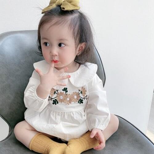 Embroidery Princess 2021 Summer Romper High Quality Kids Girl Spring Baptism Party Newborn Girls Clothing One Piece Girl Romper