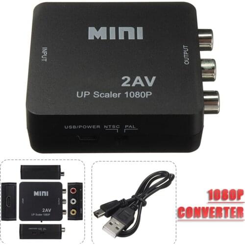 Pohiks 1pc HDMI-compatible to AV Scaler Adapter 1080P HD Video Composite Converter Box For PS2 PS3 HDTV