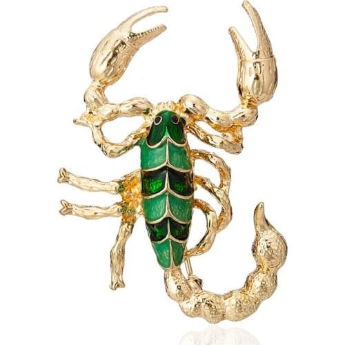 Luxury Rhinestone Shrimp Brooch Pins Gold Silver Color Palinuridae Animal Brooches For Women Men Party Jewelry Clothing Decor