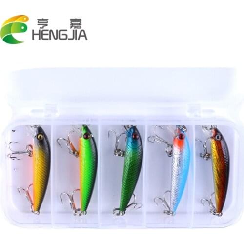 HENGJIA Fishing Lures with box Minnow 5pcs/lot mini floating fishing bait 53mm 3.2g good swimbait Fishing Tackle