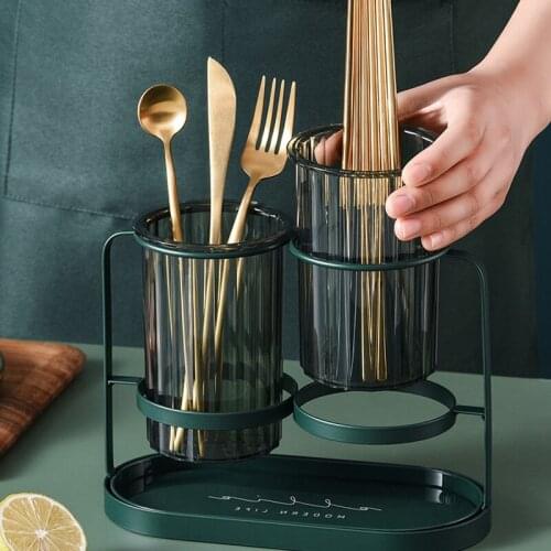 MLGB Chopsticks Household Drain Chopsticks Rack Kitchen Cutlery Knife Fork Storage Rack Double Layer Chopsticks Storage