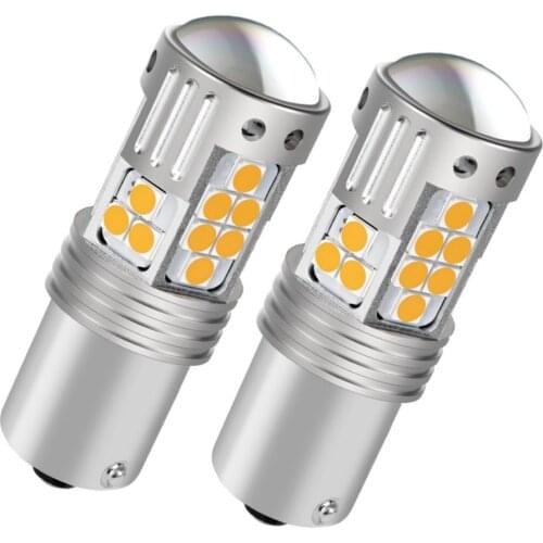 2PCS New 1156PY 7507 PY21W BAU15S Super Bright 3030 LED Bulbs Car Direction Indicator Lamps Auto Turn Signal Lights Amber Yellow