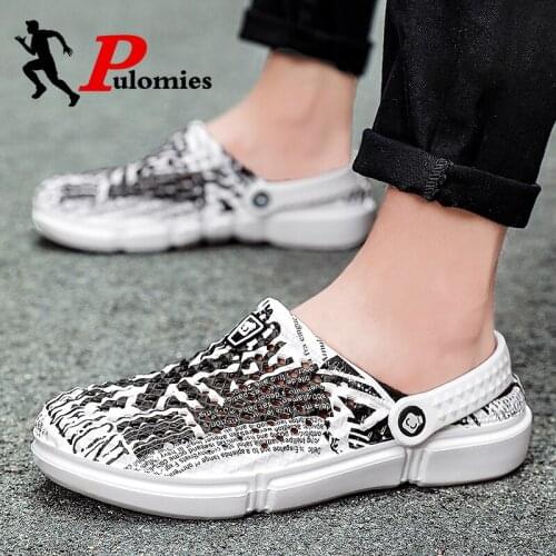 PULOMIES Summer Mens Slippers Clogs Quick Dry Casual Home Slides Men Outdoor Garden Shoes Beach Sandals Mules Bathroom Slippers