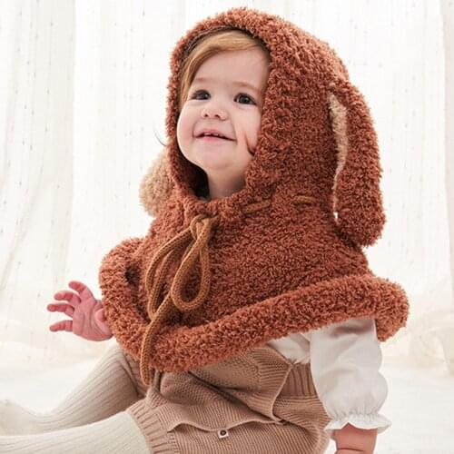 TOU--Baby Boys And Girls Fashion Windbreak Cloak Hat Baby Girls Warm Winter Hat Child TOP Earmuffs Caps 1pc Free Shipping