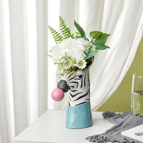 Cartoon Animal Head Bubble Gum Vase Flower Pot Home Decorative Succulent Planter Resin Flower Vase Decorative Lazy Auto Watering