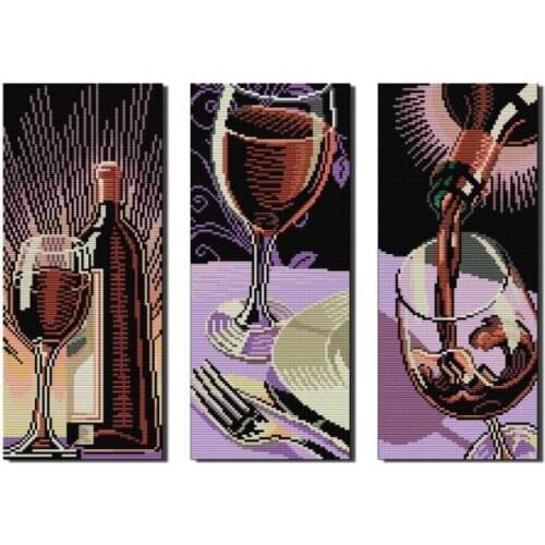 Wine Culture Stamped Cross Stitch Kits Joy Sunday Embroidery Needlework Patterns 11CT 14CT Printed Decoration Home DIY Gift Sets