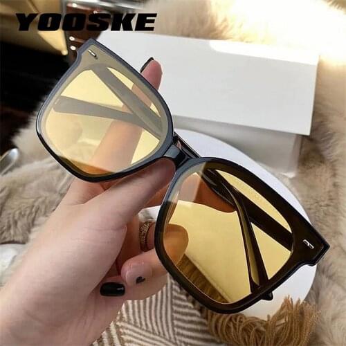 YOOSKE 2021 Classic Vintage Square Womens Mens Sunglasses Retro Black Luxury Night Vision Sun Glasses Women Men Goggle UV400