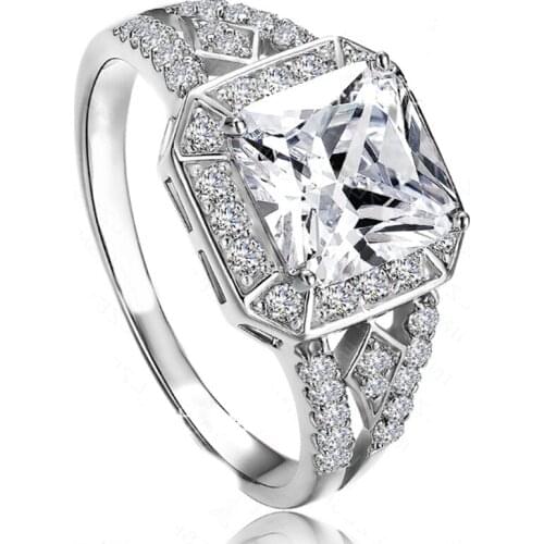 YaYI Jewelry Fashion Princess Setting Cut Prong White Cubic Zirconia Silver Color Engagement Wedding Party Leaves Gift Rings