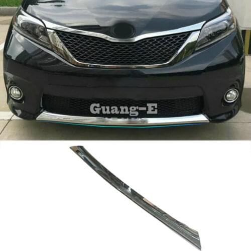 For Toyota Sienna 2015 2016 2017 Car cover protection detector ABS Chrome trims Front bottom Grid Grill Grille bumper edge 1pcs