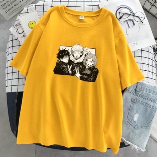 Anime Cartoon Print Women T-Shirt Fashion Street Style Tops Yuji Itadori jujutsu kaisen New Summer Short-Sleeved O-Neck Soft Top