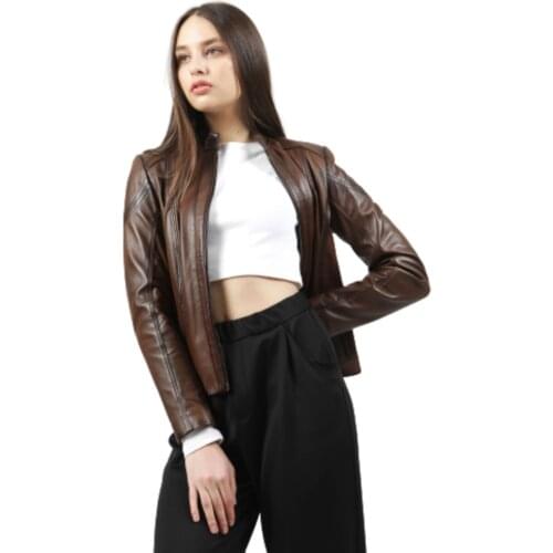 Woman Leather Jacket Genuine Leather 2020 Fashion Sheep Leather Motorcycle Coat Female Trenchcoat %100 Natural Leather Lampskin