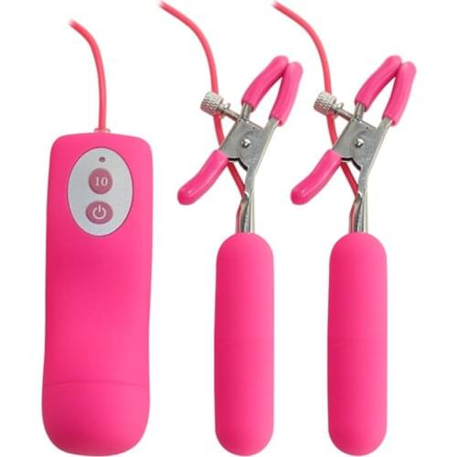 Nipple Vibrator Vibrating Nipple Clamps 10 Frequency Clitoral Clip Breast Massage Clitoral Stimulation Female Sex Toys for Women