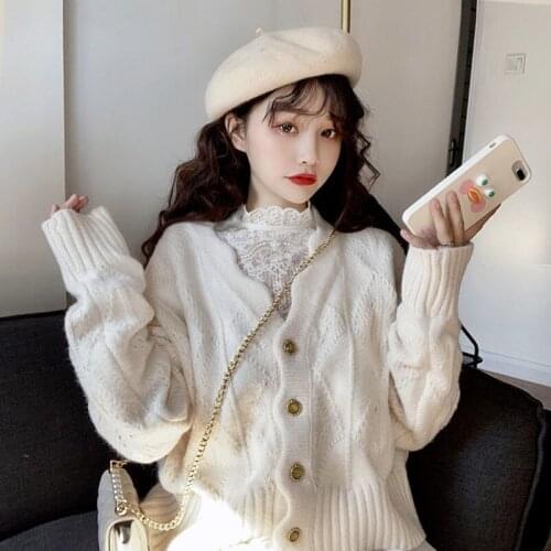 Women Sweater Spring Autumn Long Sleeve Short Cardigan Sweater White Pink Knitted Jacket Sweater Plus Size jumper 2020
