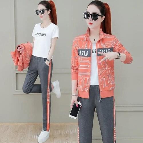 2021 Spring Autumn Print Tracksuit Women Plus Size 3 Piece Outfit Fashion Loose Zipper Sweatshirt Casual Joggers Sweatsuit Trend