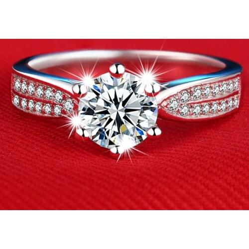 YINHED 100% Solid 925 Sterling Silver Wedding Rings for Women 2 Carat SONA CZ Diamant Engagement Ring Vintage Jewelry ZR320