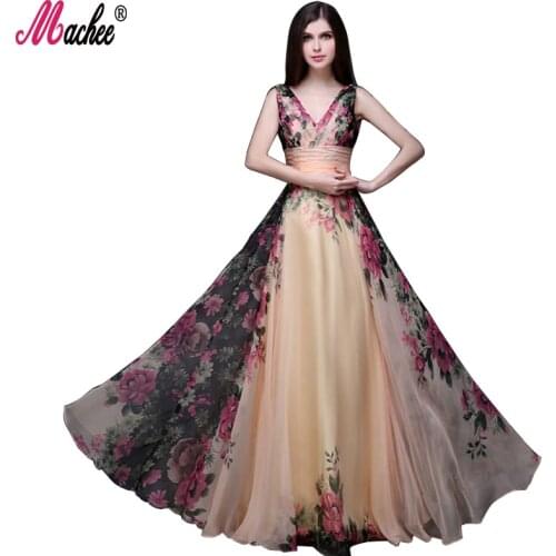 New Summer Vintage Floral Dress 2020 High Waist V-neck Long Dress robe longue femme Evening Party Elegant Women Dress Maxi