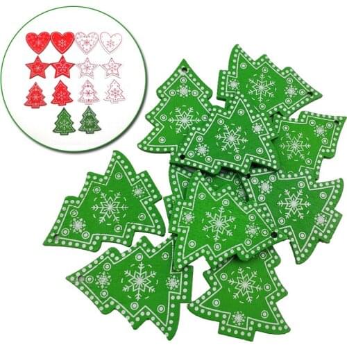 10Pcs 5cm New Year Natural Wood Chip Christmas Tree Ornaments Pendants Hanging Gifts Xmas DIY Home Decoration