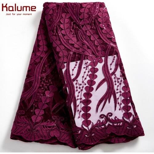 Kalume African Tulle Lace Fabric 5 Yards Nigerian French Net Lace Fabric High Quality Embroidery For Diy Dress Sew Wedding H2542