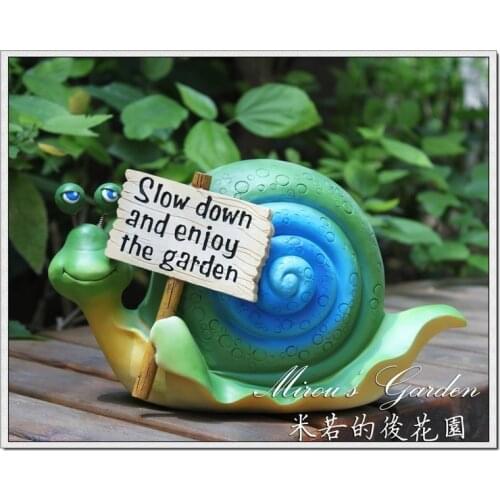 AMERICAN COUNTRY HOUSE GARDEN DECORATION HOME GARDEN ORNAMENT RESIN HANDICRAFT SNAIL WELCOME CARD