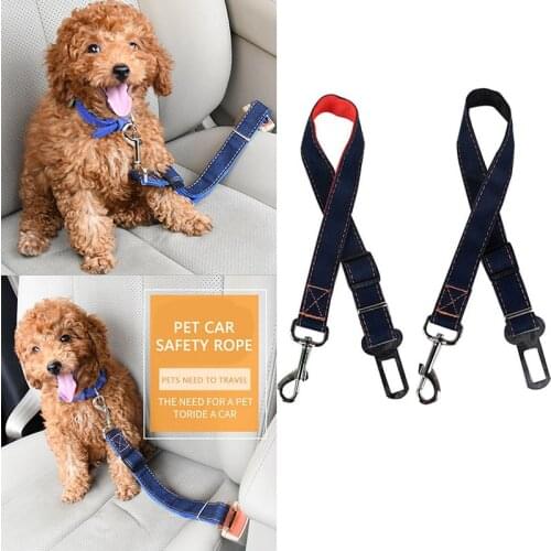 Pet Dog Cat Car Seat Belt For Accessories Goods Animals Adjustable Harness Lead Leash Small Medium Travel Clip French Bulldog