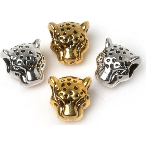 12mm 10pcs Leo Lion Leopard Head Beads Antique Silver Charms Pendant Beads For Jewelry Making Bracelet DIY Jewelry Findings
