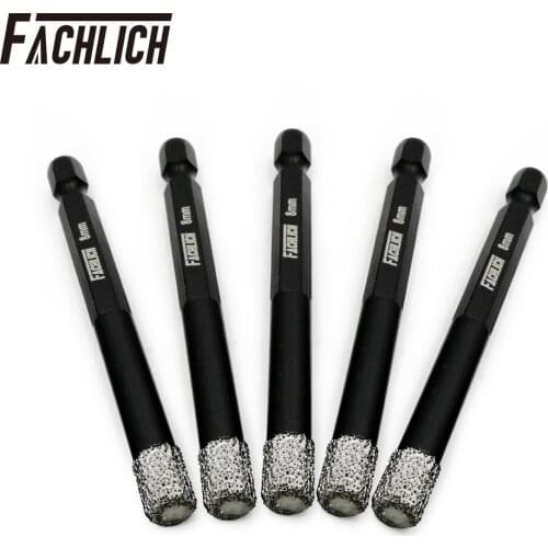 5pcs/pk Dry Quick-fit Shank Diamond Drill Core Bit Drilling Hole Saw Dia 8mm for Tile Ceramic Marble