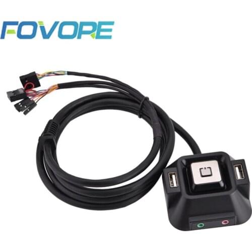 1.2m Desktop Computer PC Case Power Supply on/off Reset Button Switch Block Extender Cable with Dual USB Port Dual Audio Plug