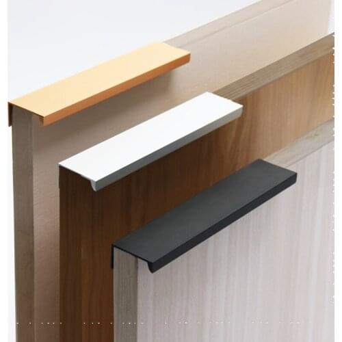 Black Silver Orange Gold Hidden Cabinet Handles Stainless steel Kitchen Cupboard Pulls Drawer Knobs Furniture Handle