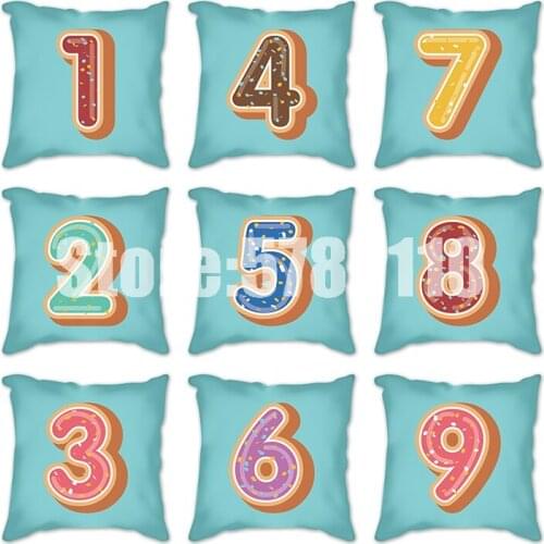 Decorative Throw Pillows Case Letter Style Home Blue Cushion Cover Cotton Linen Sofa Home Cushion Cover for Living Room 45x45cm