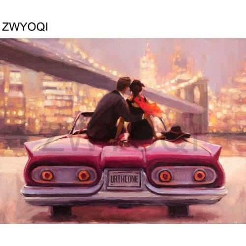 DIY3D Diamond painting Cross stitch Bridge hat Full Square Diamond embroidery Couple lover Full Round Diamond mosaic Classic car