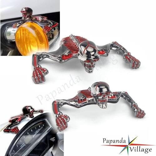 For Harley Chopper Bobber Custom 4.5" 5.75" 7" Headlight Fender Visor Skeleton Skull Headlight Ornament Decorative Figure Statue