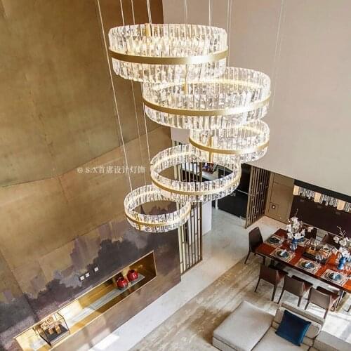 Duplex building spiral staircase hotel lobby villa restaurant sales office post-modern personality simple model room chandelier