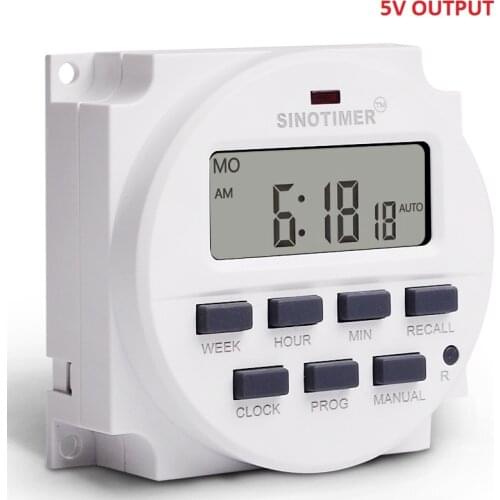 Sinotimer 5V Power Supply 7 Days Weekly Programmable Digital Electronic Lighting Daily Timer